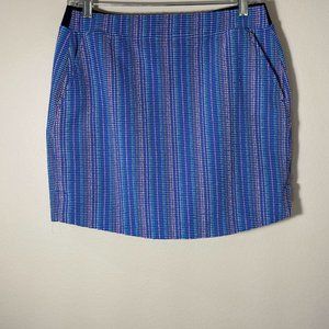 POLO Golf Ralph Lauren Skort Skirt Medium Blue Green Pink Stripe Pockets NEW
